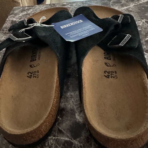 Birkenstock Zurich Black Suede Slip-On Sandals - Picture 2 of 8